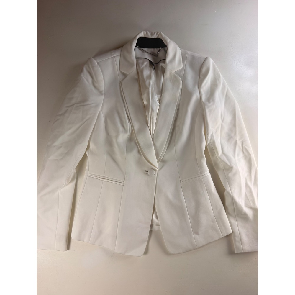 White House Black Market Blazer Women 4 White Modern Minimalist Single Button